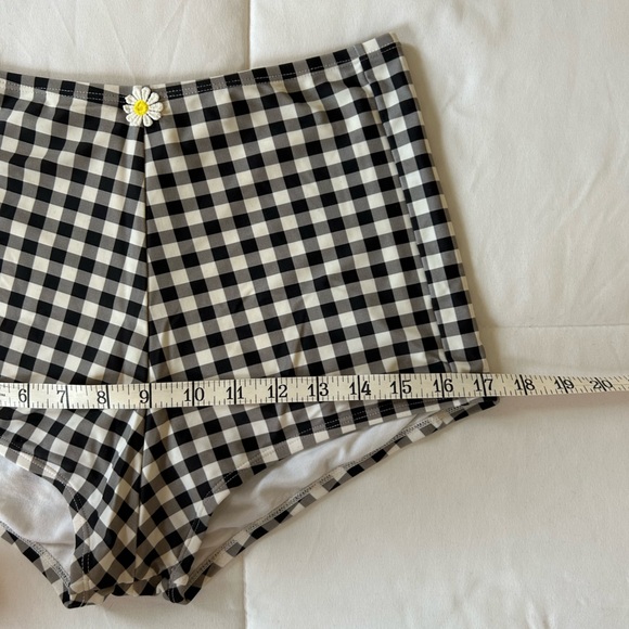 Betsey Johnson Gingham High Waisted Boyshort Bikini Bottoms - Picture 11 of 16
